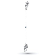 Серьга Thing Jewelry, серебро, 925 проба, родирование, бриллиант, топаз, , серебристый