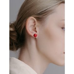 Серьги пусеты Слонвиш, размер 9 мм, красный