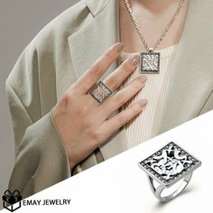 Кольцо Emay, циркон, искусственный камень, размер 21, серебряный