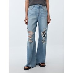 Джинсы широкие Sela Wide Leg, размер L INT, светлый индиго