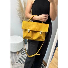 Портфель Shapely, фактура под рептилию, желтый