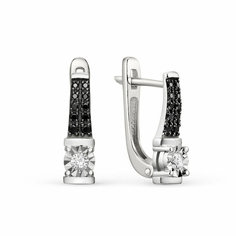 Серьги Яхонт, белое золото, 585 проба, бриллиант, , черный, бесцветный