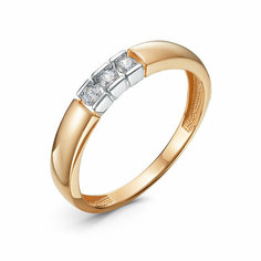 Кольцо Яхонт, красное золото, 585 проба, фианит, размер 17, бесцветный