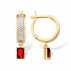 Серьги Яхонт, комбинированное золото, 585 проба, гранат, , бордовый