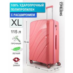 Чемодан Sweetbags, 125 л, размер XL, розовый