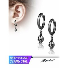 Серьги конго Spikes, размер 14 мм, черный