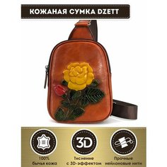Сумка слинг Dzett, фактура тиснение, коричневый