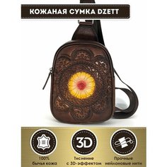 Сумка слинг Dzett, фактура тиснение, коричневый