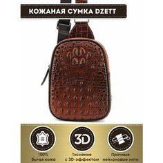 Сумка слинг Dzett, фактура тиснение, коричневый
