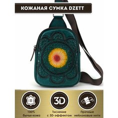 Сумка слинг Dzett, фактура тиснение, зеленый