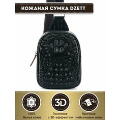 Сумка слинг Dzett, фактура тиснение, черный