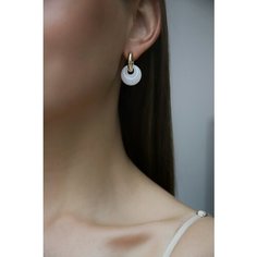 Серьги-трансформеры BLV Jewerly, агат, белый, золотой