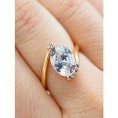 Кольцо XUPING JEWELRY, фианит, искусственный камень, размер 17, золотой