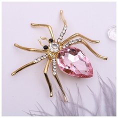 Брошь Queen Fair, стразы, стекло, 1 шт., розовый