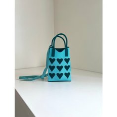 Сумка , фактура плетеная, вязаная, бирюзовый Wear Hearts