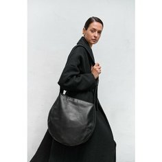 Сумка хобо SHERWD, фактура гладкая, черный матовый