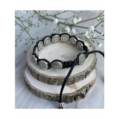 Славянский оберег, плетеный браслет Бабушкины рецепты, металл, 1 шт., размер one size, черный, серебристый