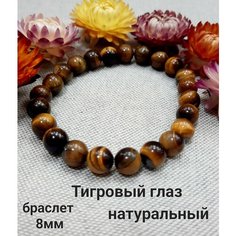 Браслет, тигровый глаз, 1 шт., коричневый Нет бренда