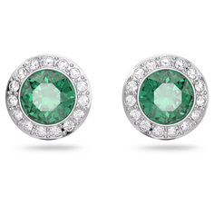 Серьги SWAROVSKI, кристаллы Swarovski, серебристый/зеленый