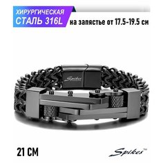 Браслет Spikes, металл, размер 21 см, черный
