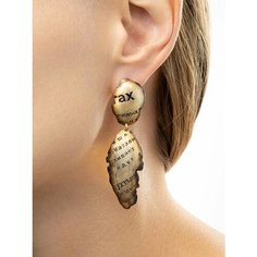 Серьги непарные Братья Глазуновы, серебро, 925 проба, золочение, размер 18 мм, длина 7 см, , золотистый