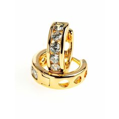Серьги конго XUPING JEWELRY, фианит, размер 12 мм, золотистый