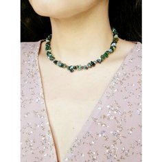 Колье ENJOY Украшения из камней, агат, длина 45 см, зеленый