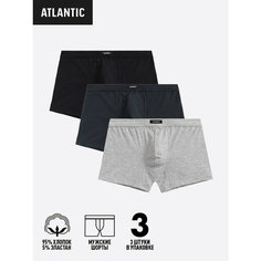 Трусы Atlantic Хлопок, комплект из 3 шт., размер S, синий