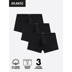 Трусы Atlantic Хлопок, комплект из 3 шт., размер XXL, чёрный