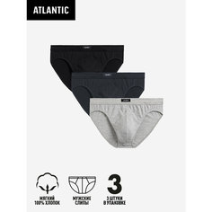 Трусы Atlantic Хлопок, комплект из 3 шт., размер M, серый
