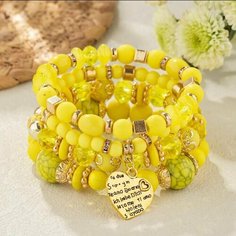 Браслет, циркон, хрусталь, 4 шт., желтый Fashion Jewerly