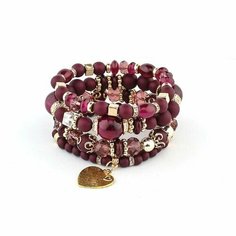 Браслет, циркон, 4 шт., бордовый Fashion Jewelry