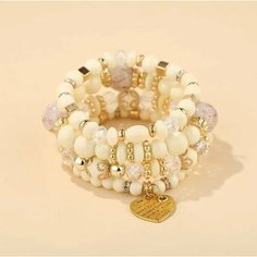 Браслет, циркон, 4 шт., бежевый Fashion Jewerly