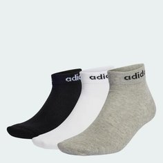 Носки adidas Think Linear Ankle Performance, комплект, 3 пары, размер L INT, Medium Grey Heather / White / Black