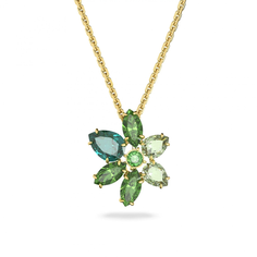 Колье SWAROVSKI, кристаллы Swarovski, длина 38 см, зеленый, золотой