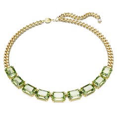 Колье SWAROVSKI, кристаллы Swarovski, длина 45 см, зеленый, золотой
