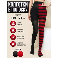 Колготки, размер 2-3, красный, черный Токтики