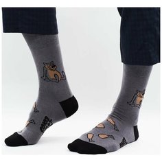Носки St. Friday x Союзмультфильм - Жил-был пёс - Щас спою, размер 38-41, серый/коричневый
