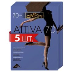 Колготки Omsa Attiva, 70 den, 5 шт., размер 2/S, camoscio
