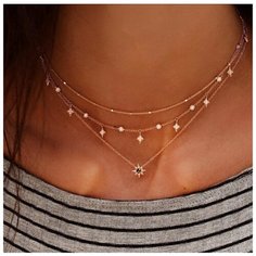 Колье WASABI jewell, кристалл, длина 32 см, золотистый