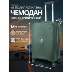 Чемодан Sweetbags, 70 л, размер M+, темно-зеленый