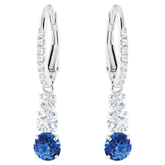 Серьги с подвесками SWAROVSKI, кристаллы Swarovski, размер 30 мм, серебристый/синий