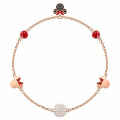 Браслет-цепочка SWAROVSKI, кристаллы Swarovski, размер 17.3 см, золотистый, красный, черный, серебристый