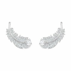 Серьги пусеты SWAROVSKI, кристаллы Swarovski, размер 15 мм, серебристый