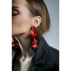 Серьги, размер 95 мм, красный Бантами