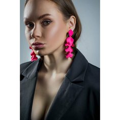 Серьги, размер 95 мм, розовый Бантами