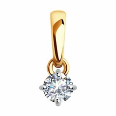Подвеска Diamant, красное золото, 585 проба, фианит, размер 1.1 см., бесцветный