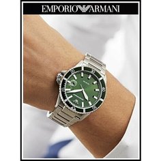 Наручные часы EMPORIO ARMANI Diver, серебристый/зеленый