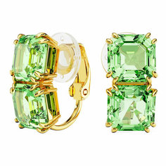 Серьги с подвесками SWAROVSKI, кристаллы Swarovski, размер 17 мм, зеленый, золотой