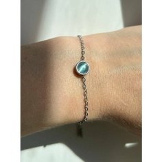 Браслет, кошачий глаз, 1 шт., размер 16 см, размер M, голубой Mycodebrand